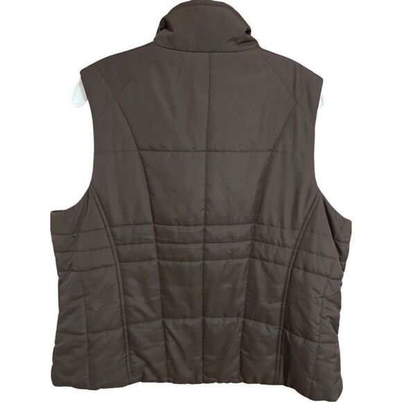 Althletic Works Woman Women’s Size 1X Brown Quilted Inner Fleece Zip Up Vest - Picture 5 of 8